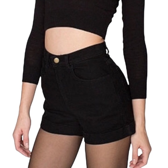 American Apparel The High Waisted Cuff Short Black 27 - Picture 16 of 16